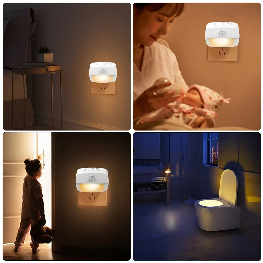Plug - In Motion Sensor Night Light with Dusk - to - Dawn Sensor — Mini LED Nightlight for Bathroom, Hallway & Bedroom (EU/US Plug) - PhishStones Products