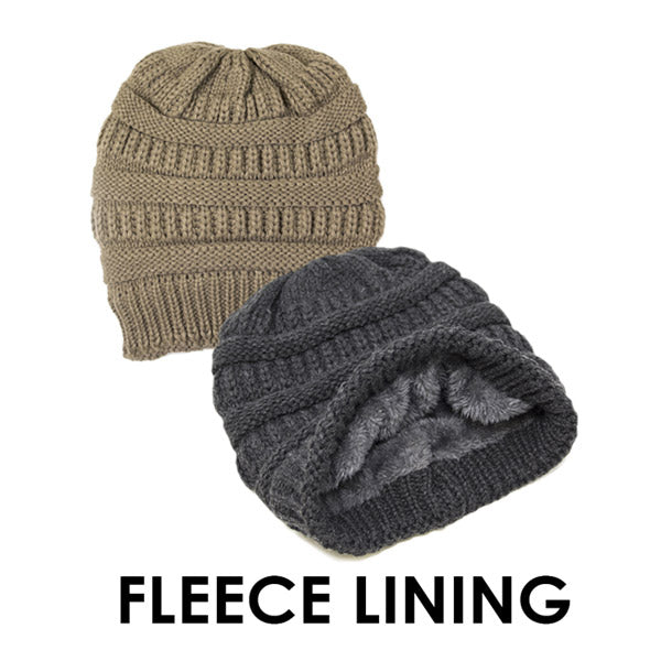 Plush Cable Knit Hat Beanie Fleece Lined Beanie