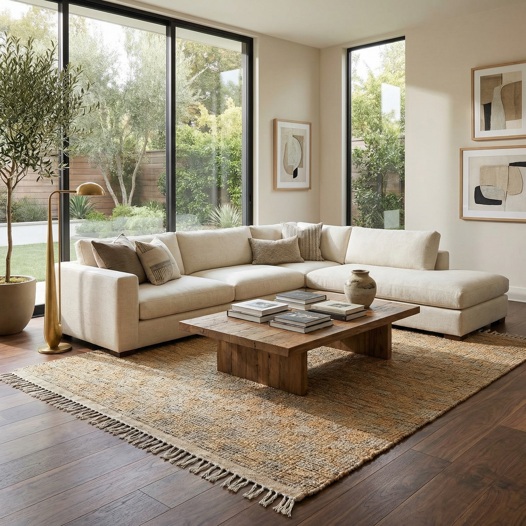 Lonut Checkered Jute Area Rug - Clearance