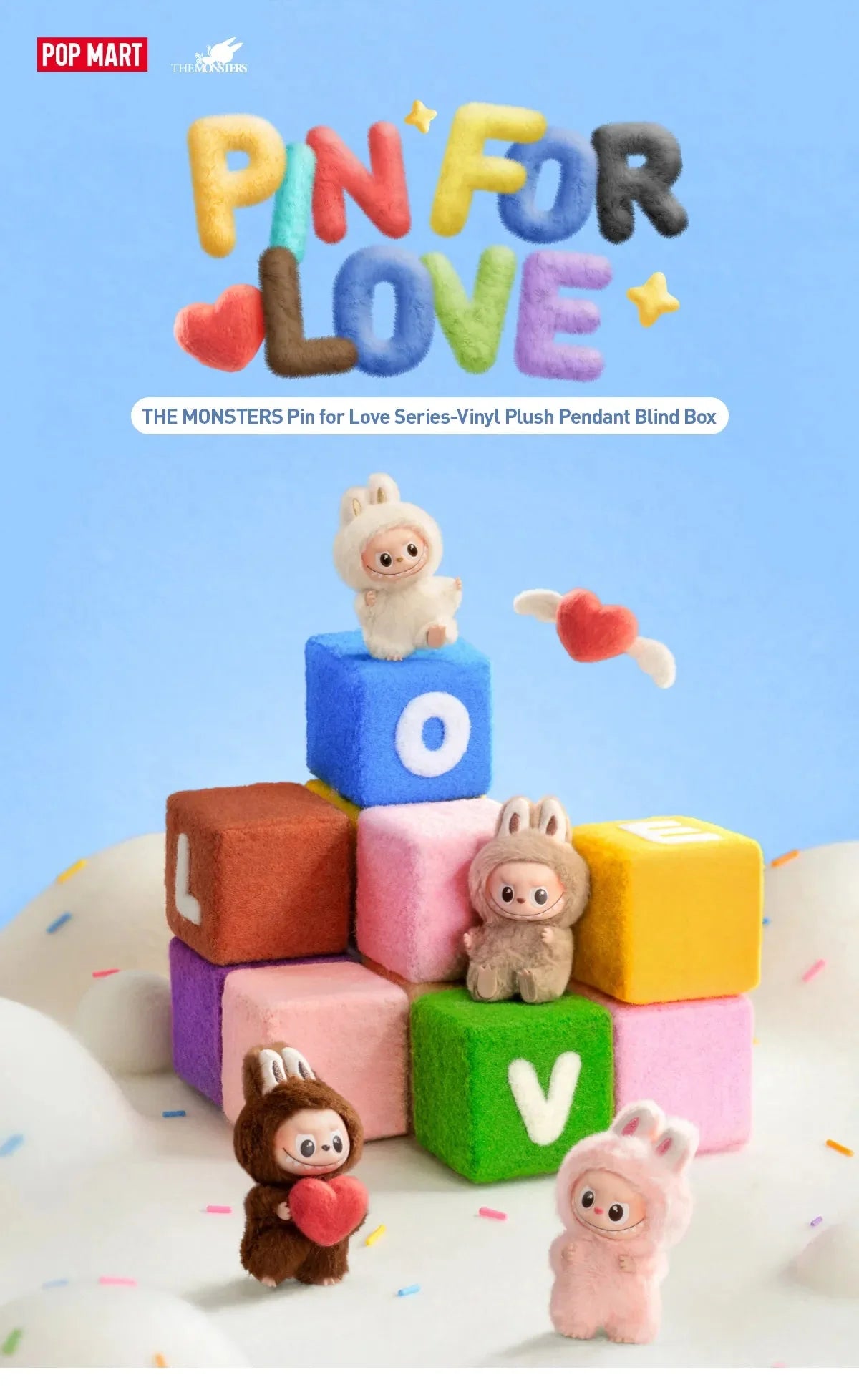 [Pop Mart] Official THE MONSTERS Pin for Love Series-Vinyl Plush Pendant Blind Box (A-M)