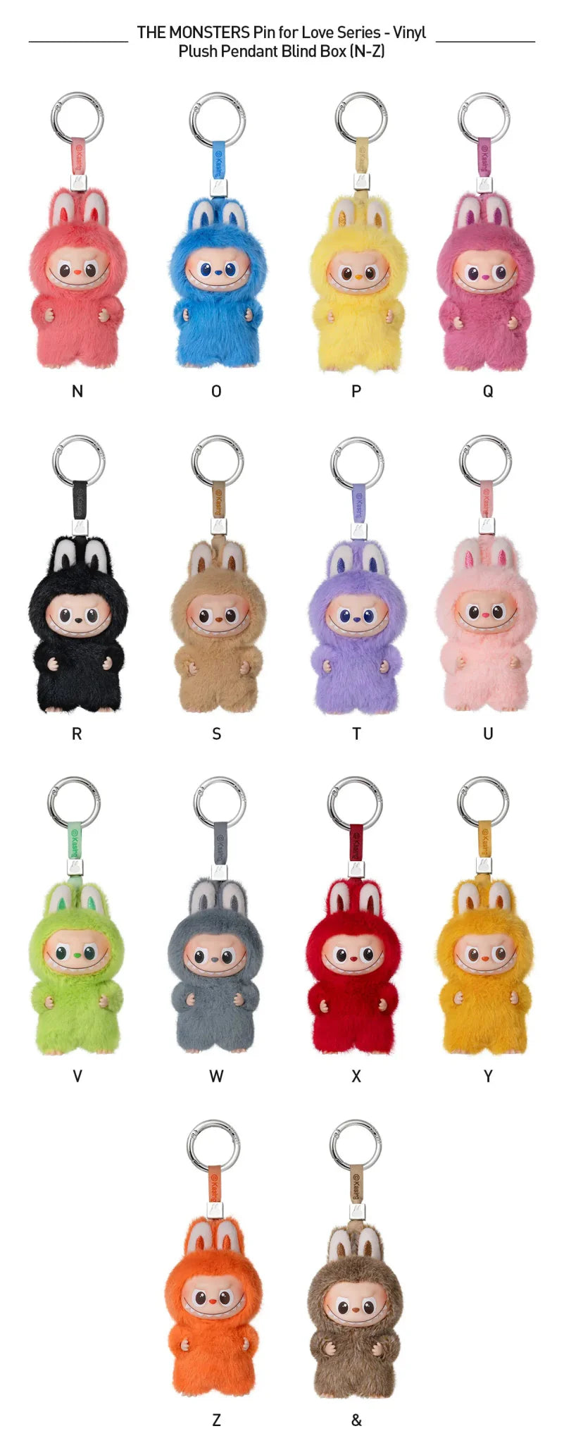 [Pop Mart] Official THE MONSTERS Pin for Love Series-Vinyl Plush Pendant Blind Box (N-Z)