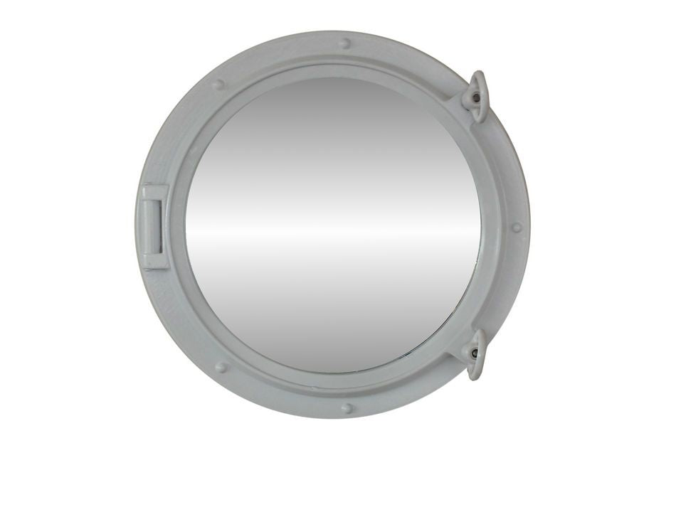 Gloss White Decorative Ship Porthole Mirror 15""