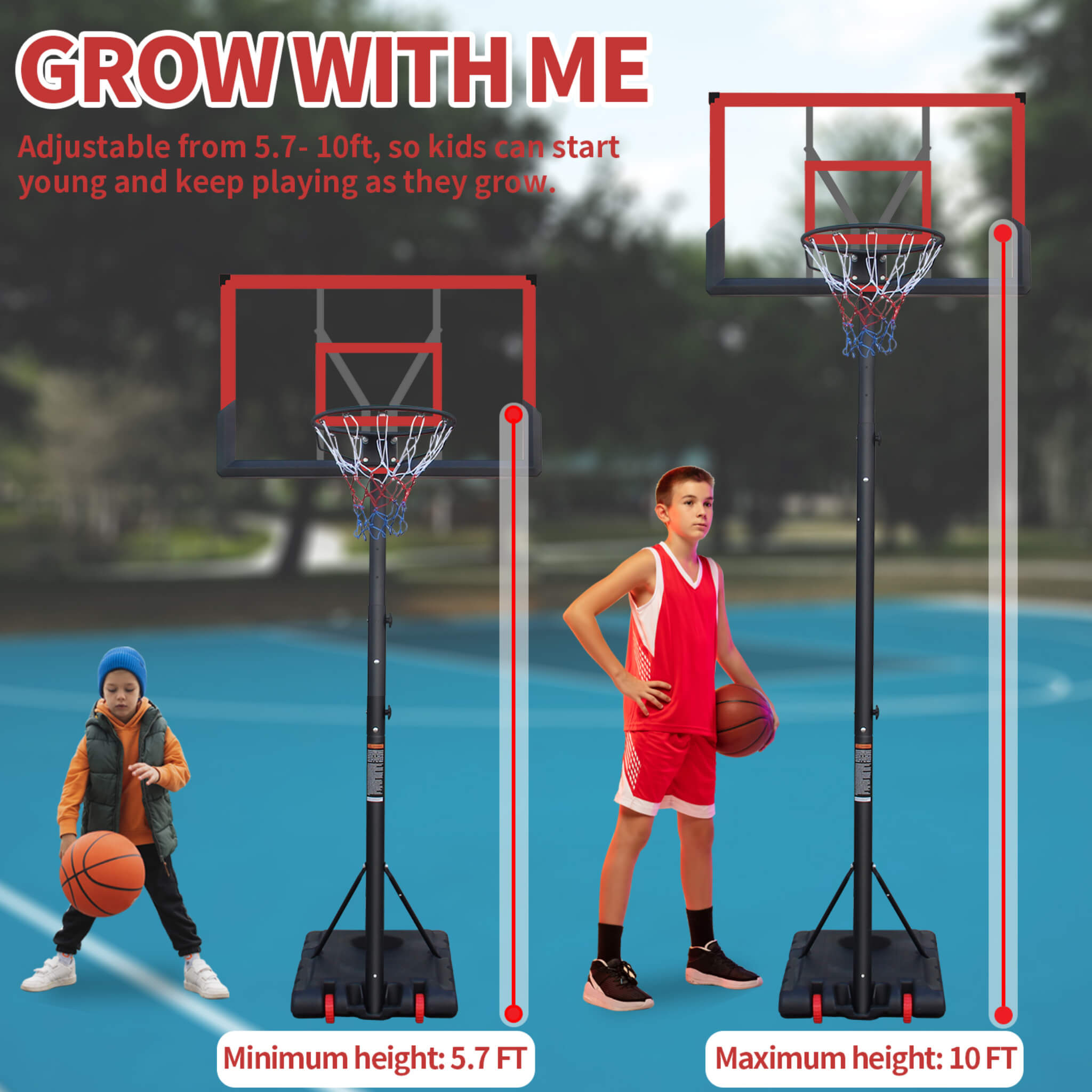 Premium 10FT Outdoor Portable Adjustable Basketball Hoop With Wheels (SAK31961)