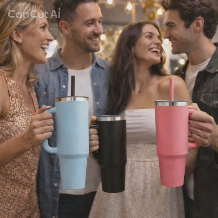 40oz Insulated Tumbler with Handle & Straw