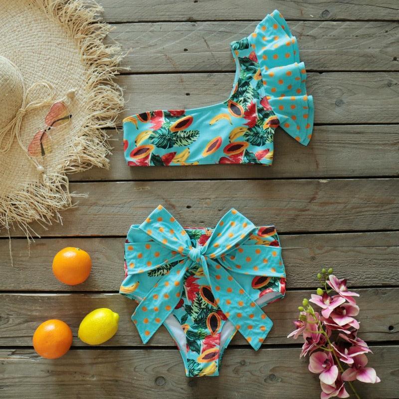 Two-Pieces Women Push-Up Padded Bra Ruffles Bandage Bikini Set Swimsuit Women's Bathing Suits Ruffles Flounce Bikini Sets Low Rise Two Piece Swimsuit Swimwear Bathing Suit Beachwear