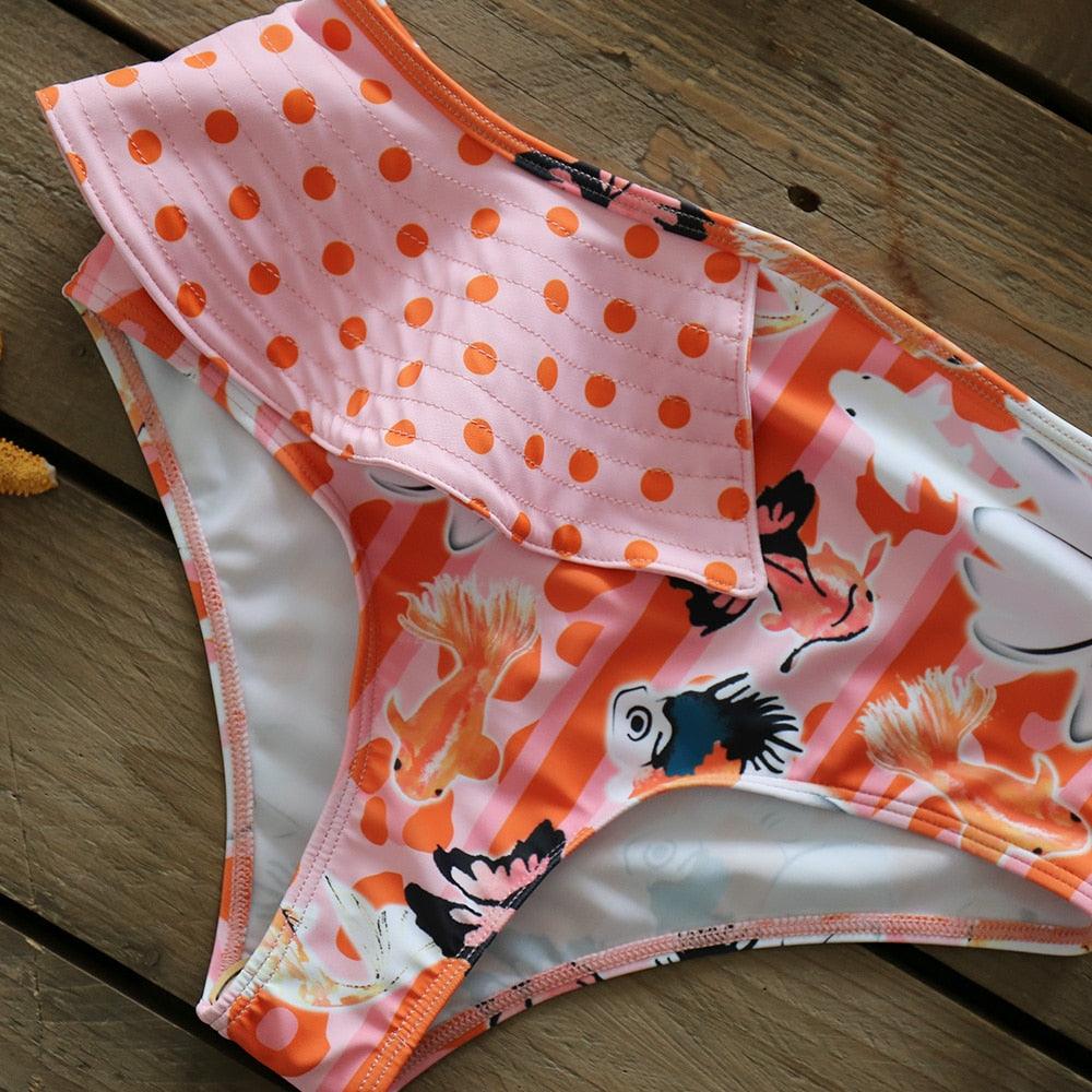Two-Pieces Women Push-Up Padded Bra Ruffles Bandage Bikini Set Swimsuit Women's Bathing Suits Ruffles Flounce Bikini Sets Low Rise Two Piece Swimsuit Swimwear Bathing Suit Beachwear