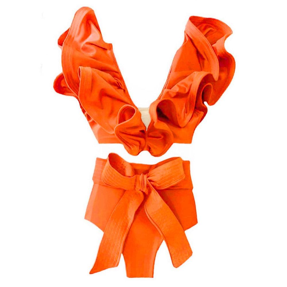 Two-Pieces Women Push-Up Padded Bra Ruffles Bandage Bikini Set Swimsuit Women's Bathing Suits Ruffles Flounce Bikini Sets Low Rise Two Piece Swimsuit Swimwear Bathing Suit Beachwear