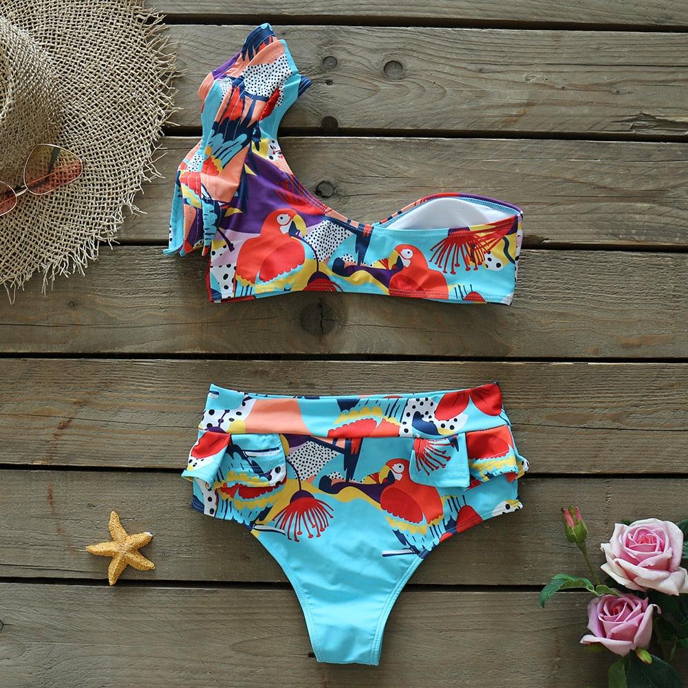 Two-Pieces Women Push-Up Padded Bra Ruffles Bandage Bikini Set Swimsuit Women's Bathing Suits Ruffles Flounce Bikini Sets Low Rise Two Piece Swimsuit Swimwear Bathing Suit Beachwear