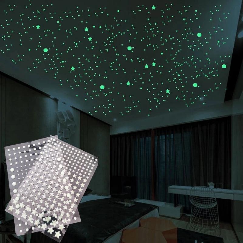 Luminous 3D Stars Wall Stickers