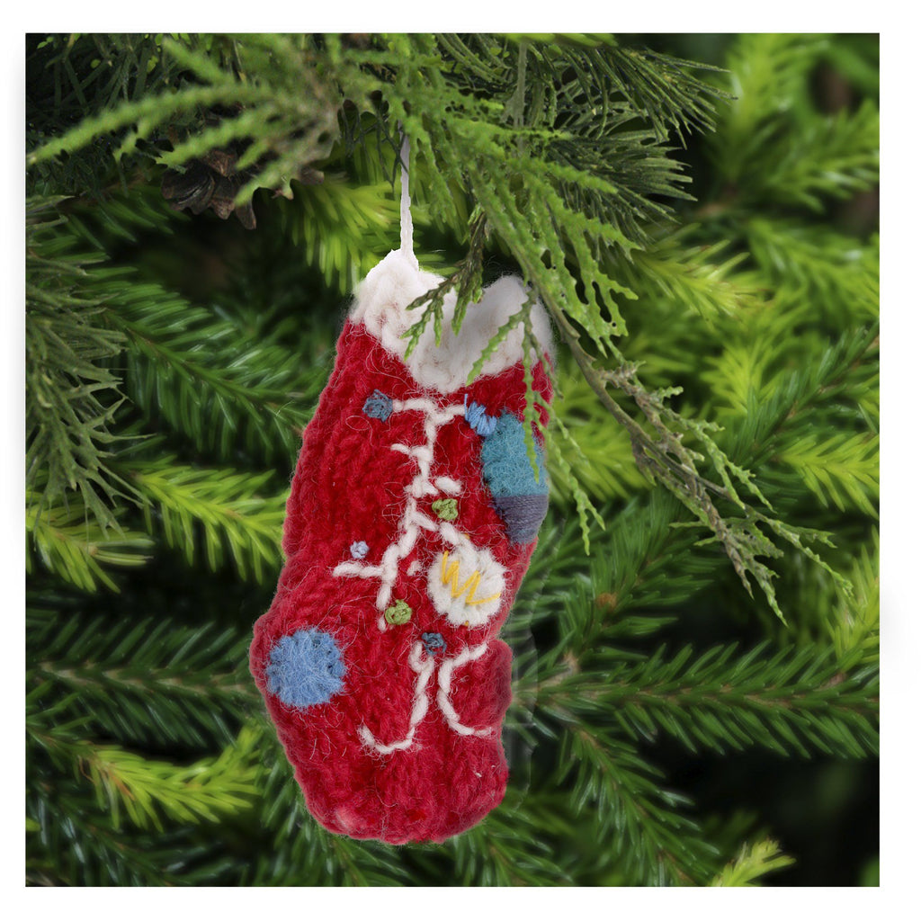 GreaterGood Knitted Christmas Lights Stocking Wool Ornament