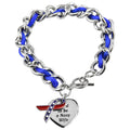 GreaterGood Proud to be a Navy Wife Silver-Tone Ribbon Charm Bracelet
