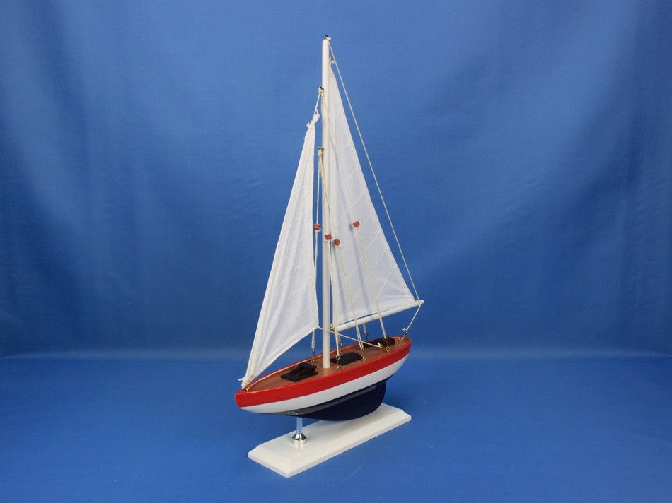 Wooden USA Sailer Model Sailboat Decoration 17""