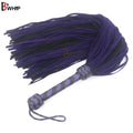 💜🖤Real Cowhide Suede Leather Flogger 100 Falls Purple and Black Heavy Duty Thuddy Whip | BDSM Impact