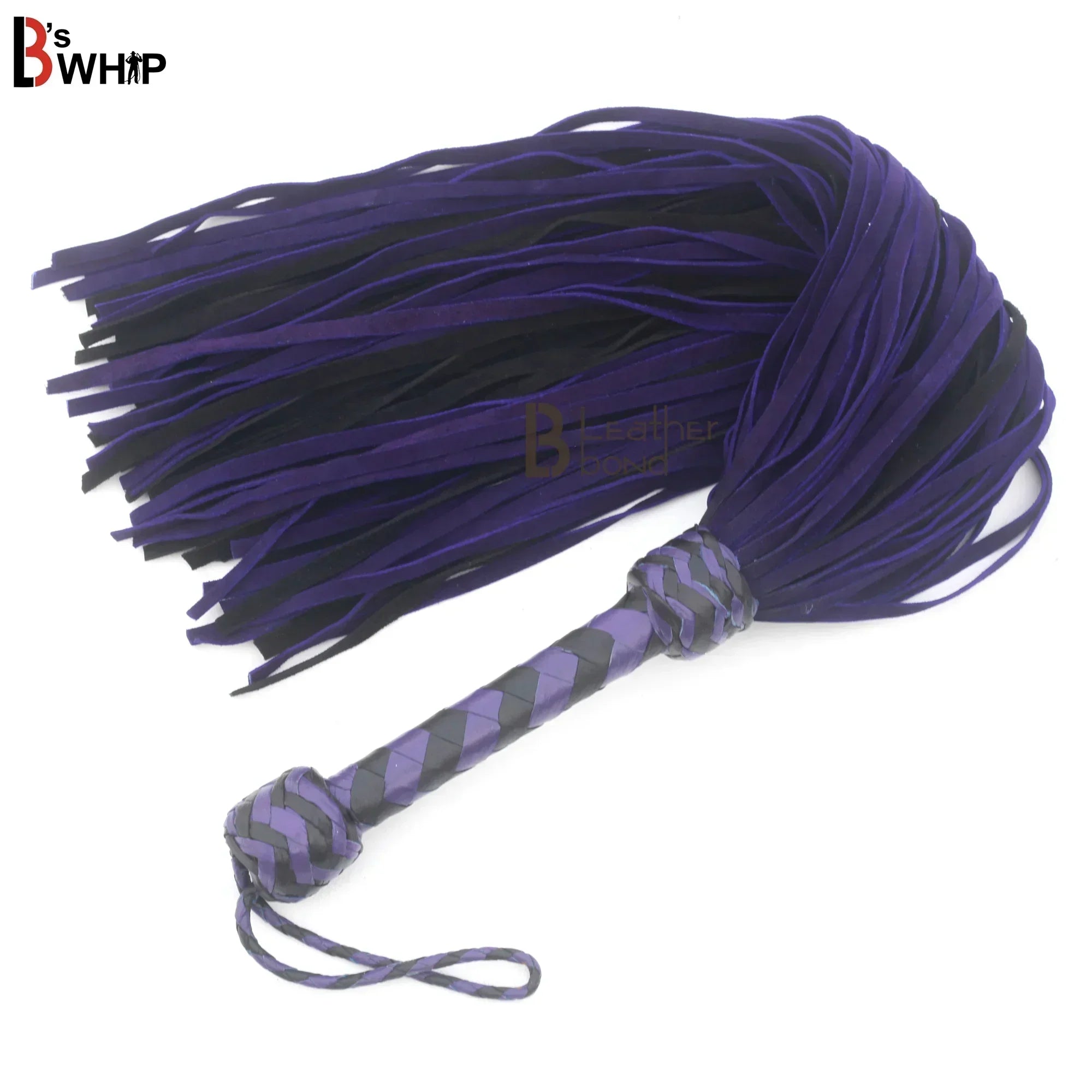 💜🖤 Real Cowhide Suede Leather Flogger 50 Falls Purple and Black Heavy Duty Thuddy Whip | BDSM Impact