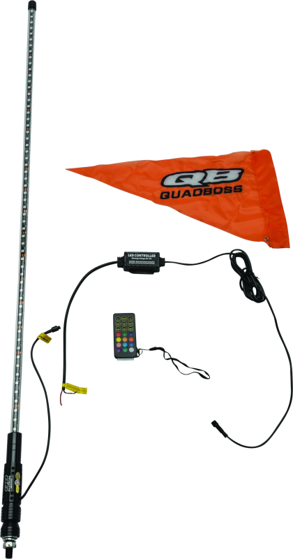 QuadBoss, QuadBoss 4Ft Clear Single LED Whip with Bluetooth Control - Part #609664