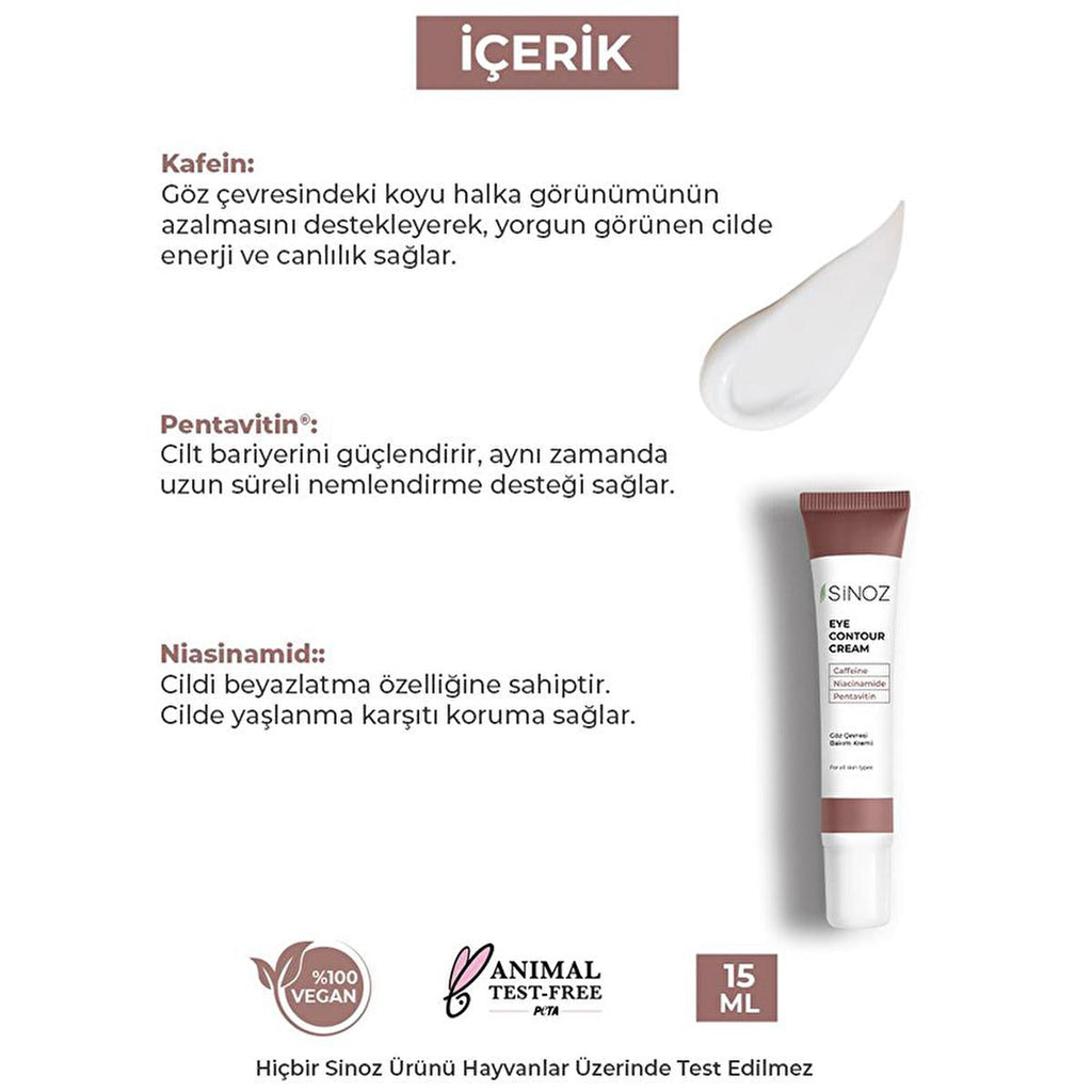 Sinoz Eye Cream: Reduce Dark Circles & Wrinkles with Caffeine & Niacinamide - Intense Hydration for All Skin Types
