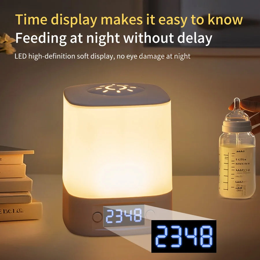 Rechargeable LED Night Light with Clock Display - USB Bedside Lamp, Touch & Remote, Adjustable Brightness & Color Temperature for Nursery & Reading - PhishStones Products