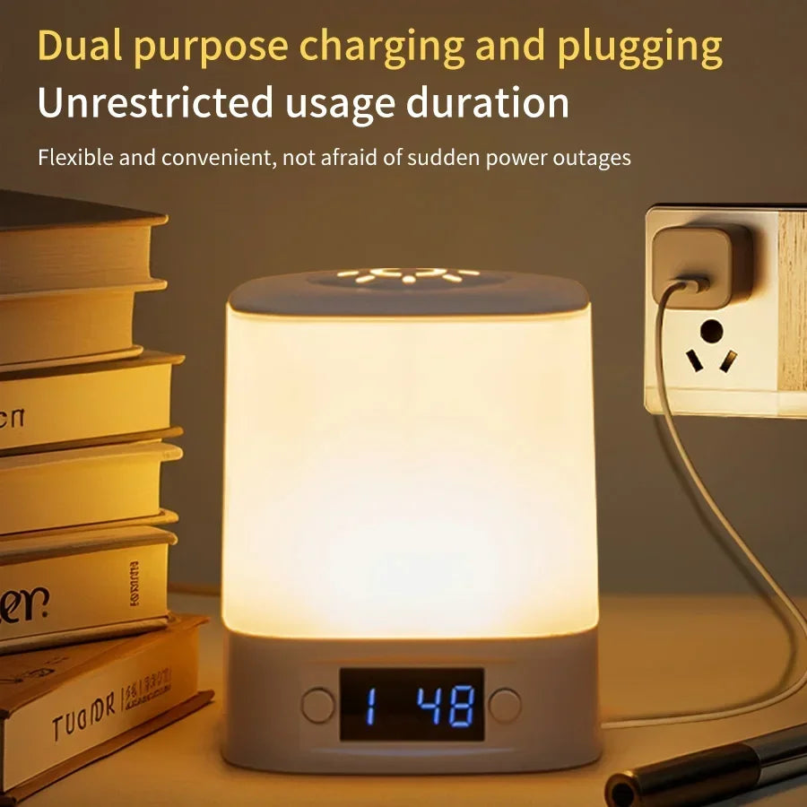 Rechargeable LED Night Light with Clock Display - USB Bedside Lamp, Touch & Remote, Adjustable Brightness & Color Temperature for Nursery & Reading - PhishStones Products