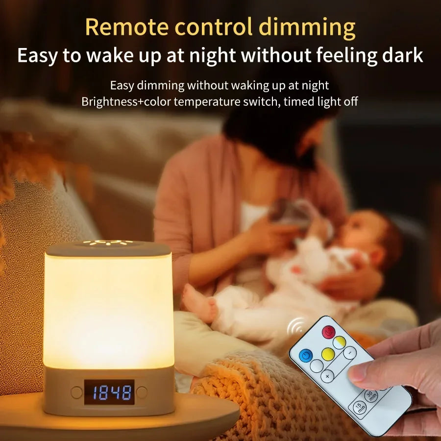 Rechargeable LED Night Light with Clock Display - USB Bedside Lamp, Touch & Remote, Adjustable Brightness & Color Temperature for Nursery & Reading - PhishStones Products