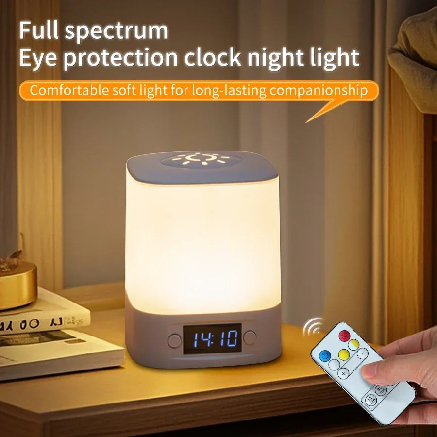 Rechargeable LED Night Light with Clock Display - USB Bedside Lamp, Touch & Remote, Adjustable Brightness & Color Temperature for Nursery & Reading - PhishStones Products