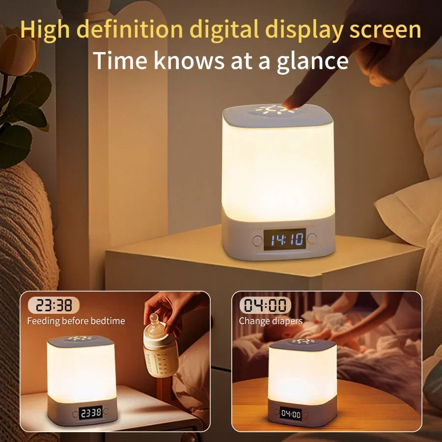 Rechargeable LED Night Light with Clock Display - USB Bedside Lamp, Touch & Remote, Adjustable Brightness & Color Temperature for Nursery & Reading - PhishStones Products