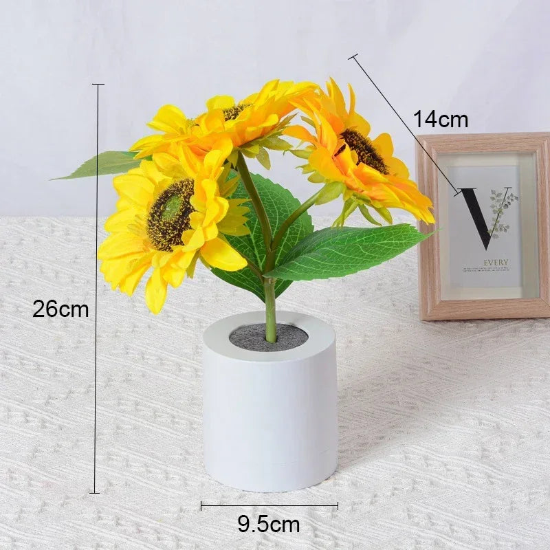 Rechargeable Sunflower LED Night Light USB Bedside Table Lamp Warm Light (3 - LED) - PhishStones Products