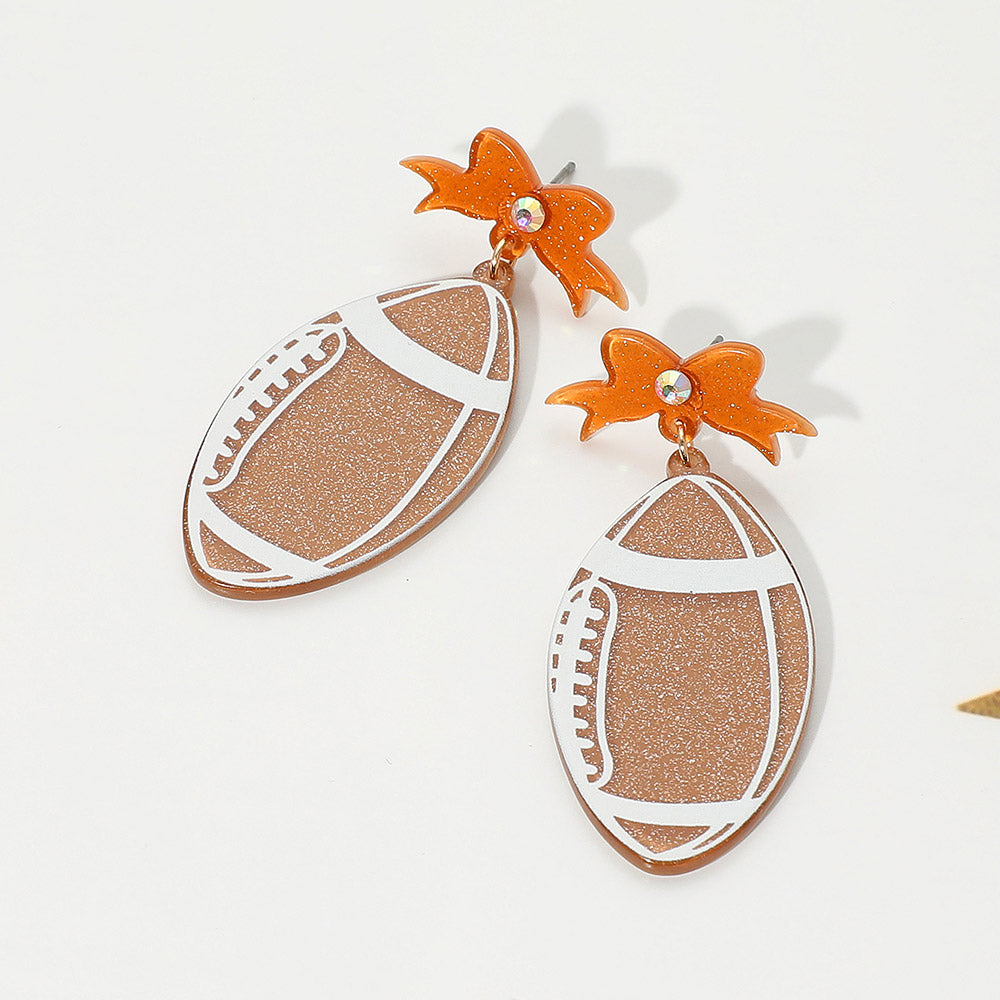 Resin Football Dangle Earrings