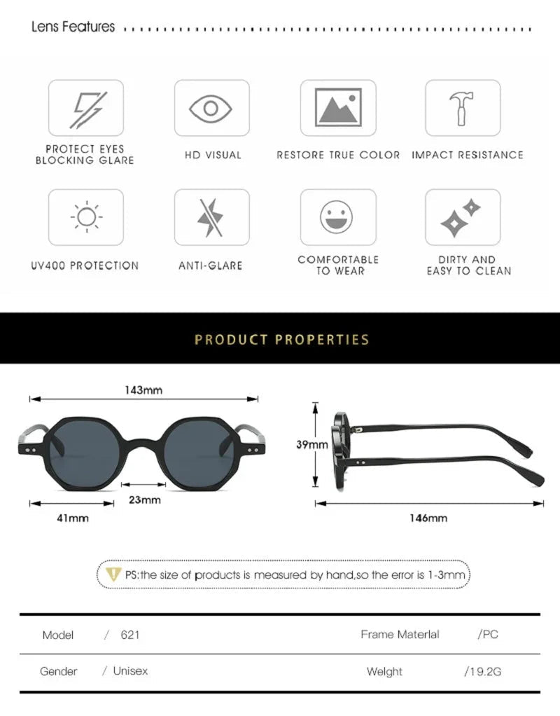 Retro Small Round Sunglasses – UV protection - PhishStones Products