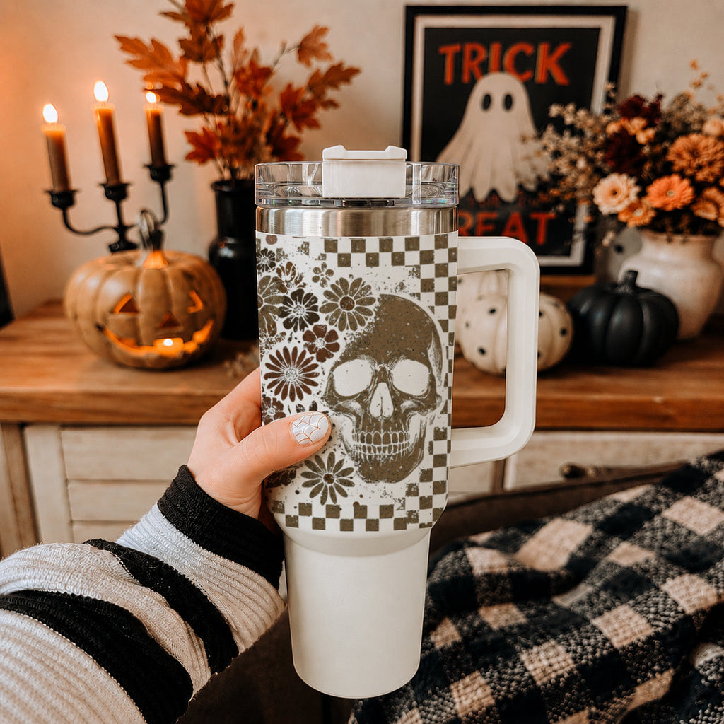 Retro Ghost + Skull 40oz