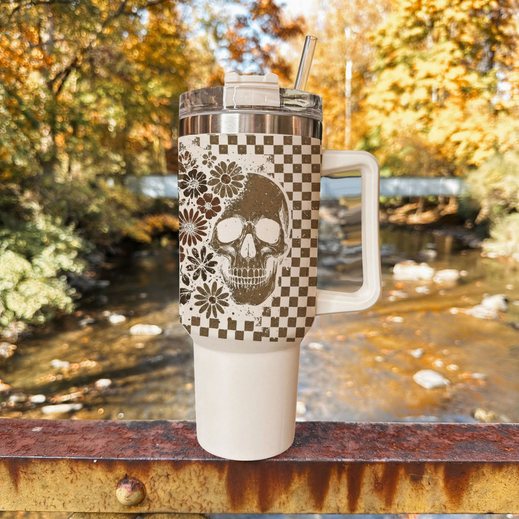 Retro Ghost + Skull 40oz