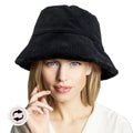 Reversible Corduroy Soft Faux Fur Bucket Hat