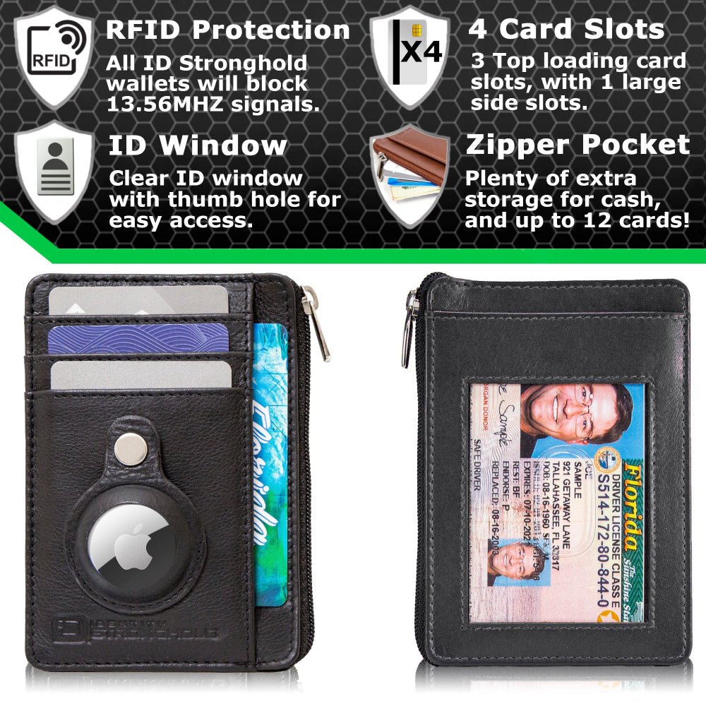 RFID Secure Slim Leather AirTag Wallet - PhishStones Products