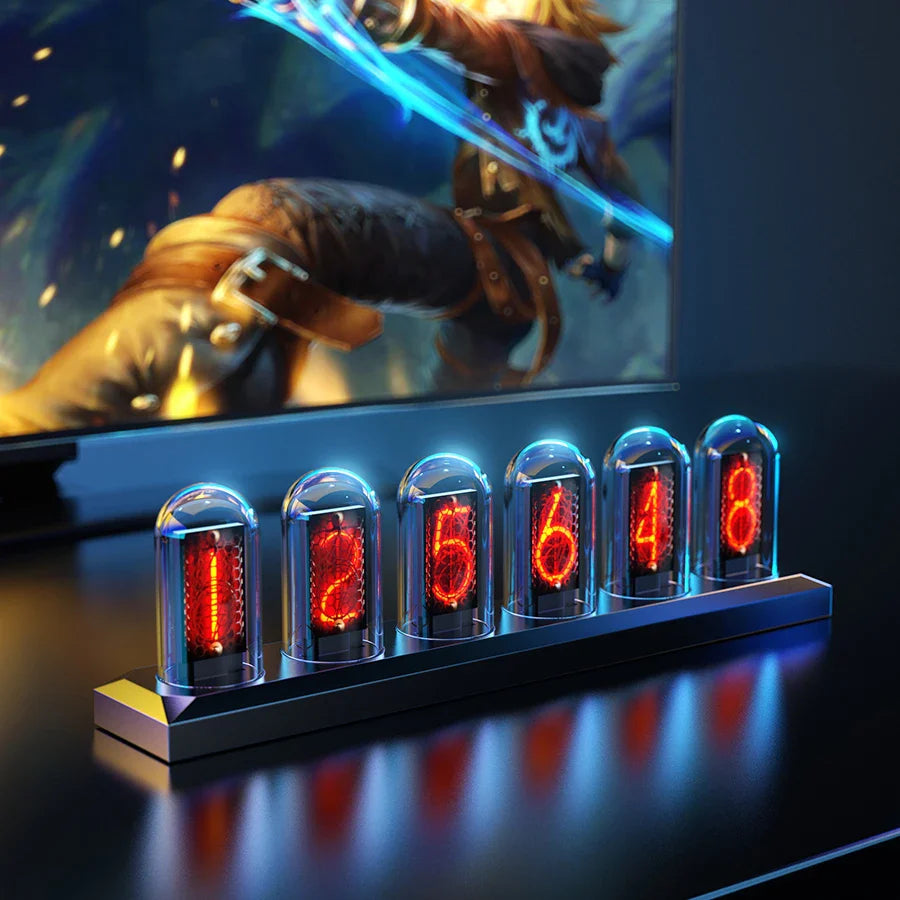 RGB Nixie - Style IPS Tube Clock - LED Color Screen Digital Desktop Night Light - PhishStones Products