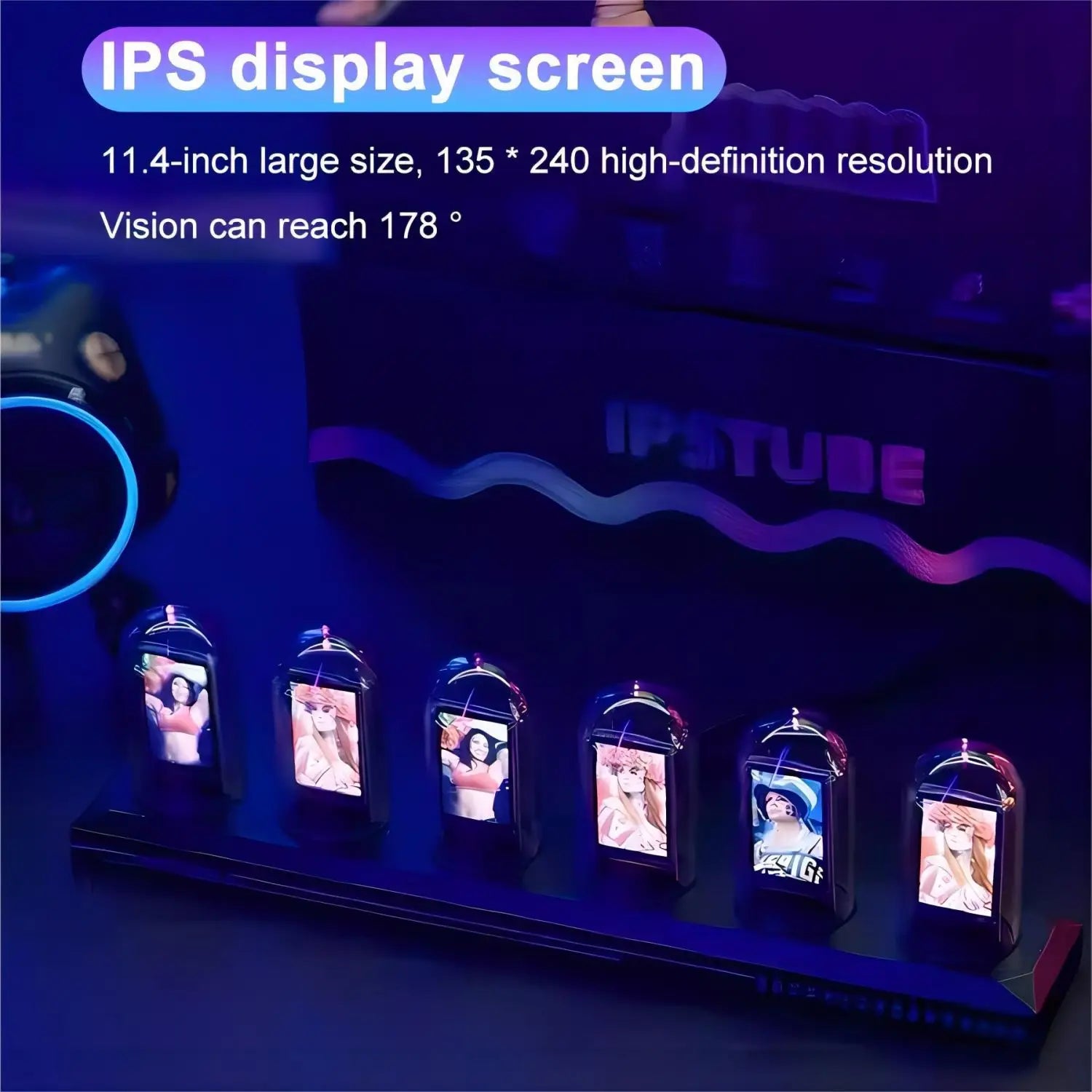 RGB Nixie - Style IPS Tube Clock - LED Color Screen Digital Desktop Night Light - PhishStones Products