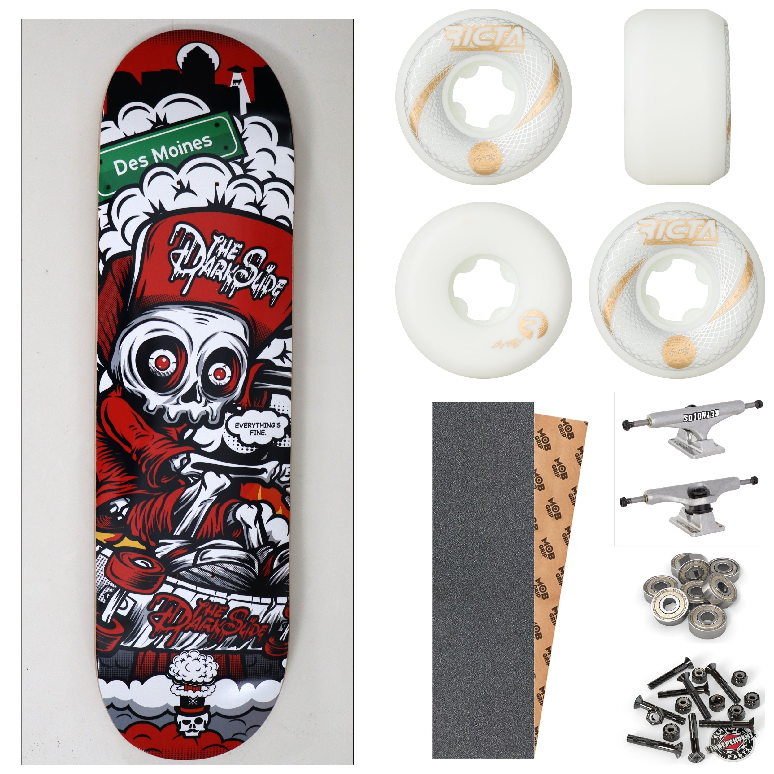 The Dark Slide x Skullduggery "Everything's Fine" 8" Complete Skateboard