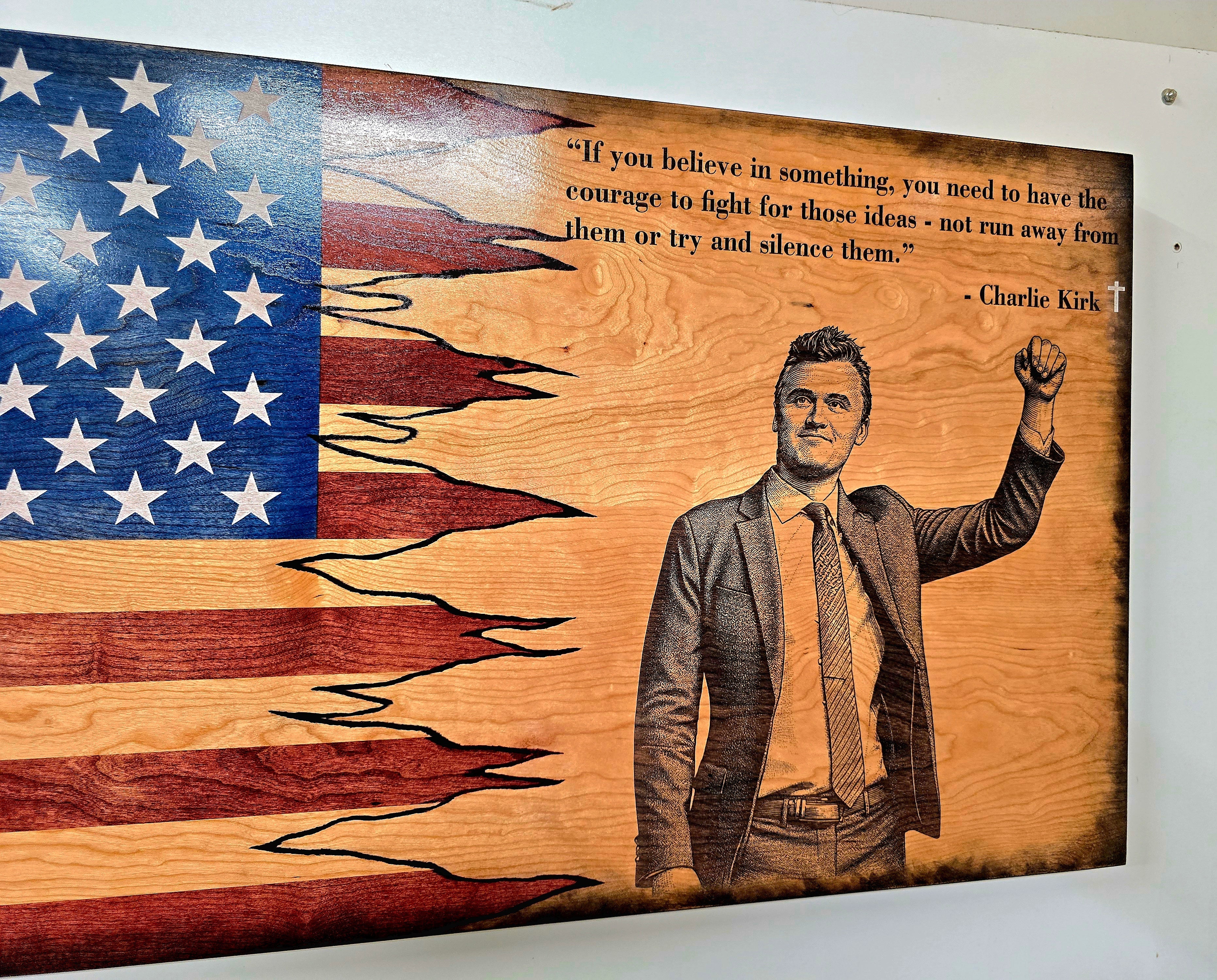 Faith & Freedom Handcrafted Patriotic Wall Flag – Made by U.S. Veterans