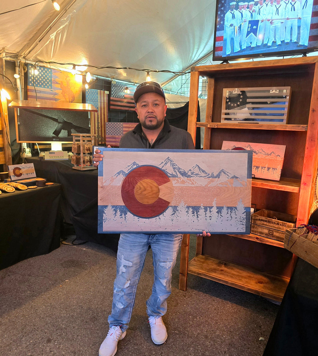Colorado Engraved Handcrafted Patriotic Wall Flag – Made by U.S. Veterans