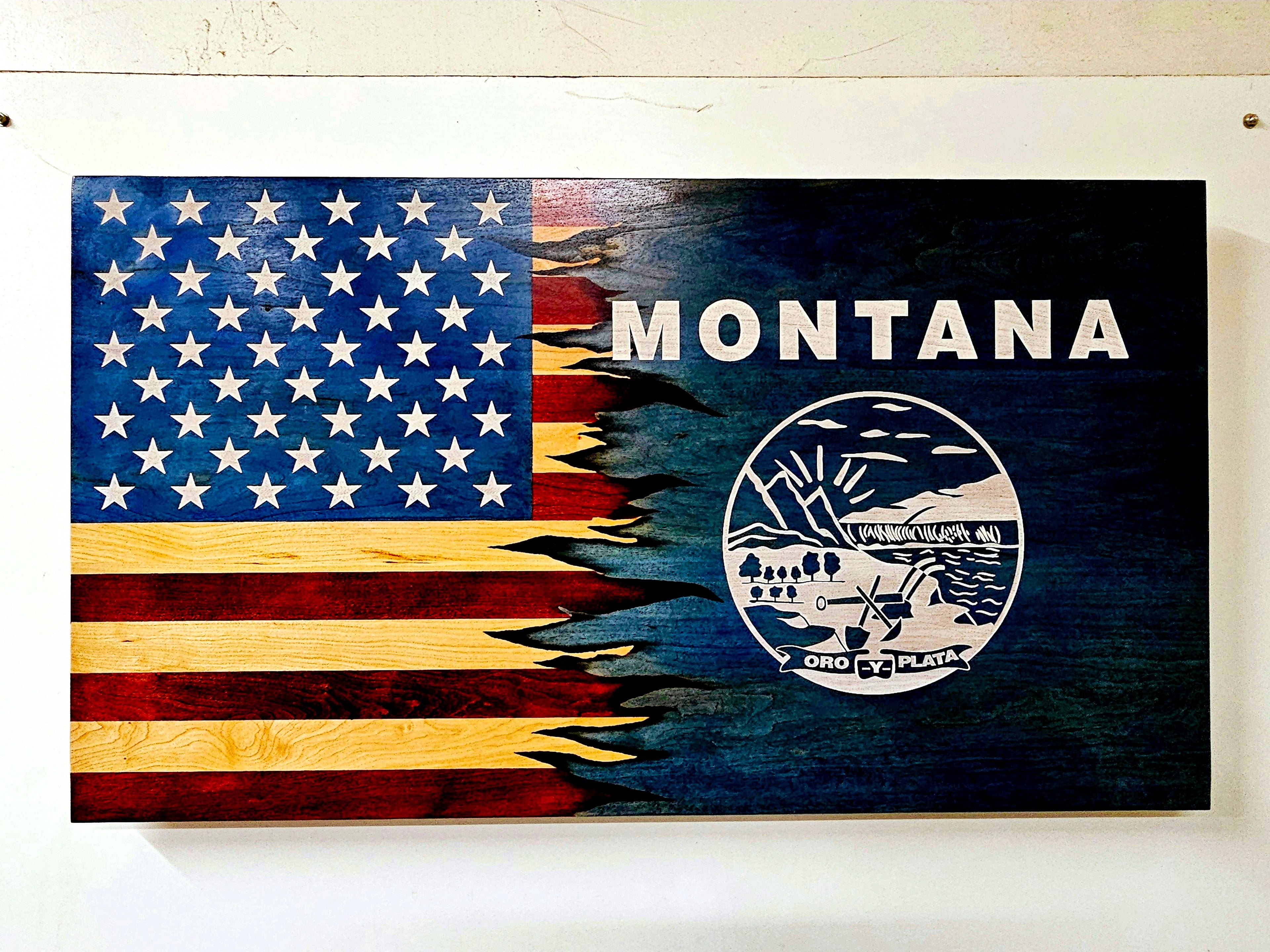 The American Combination Flag Collection – Handcrafted Solid Hardwood Flags – Made by U.S. Veterans