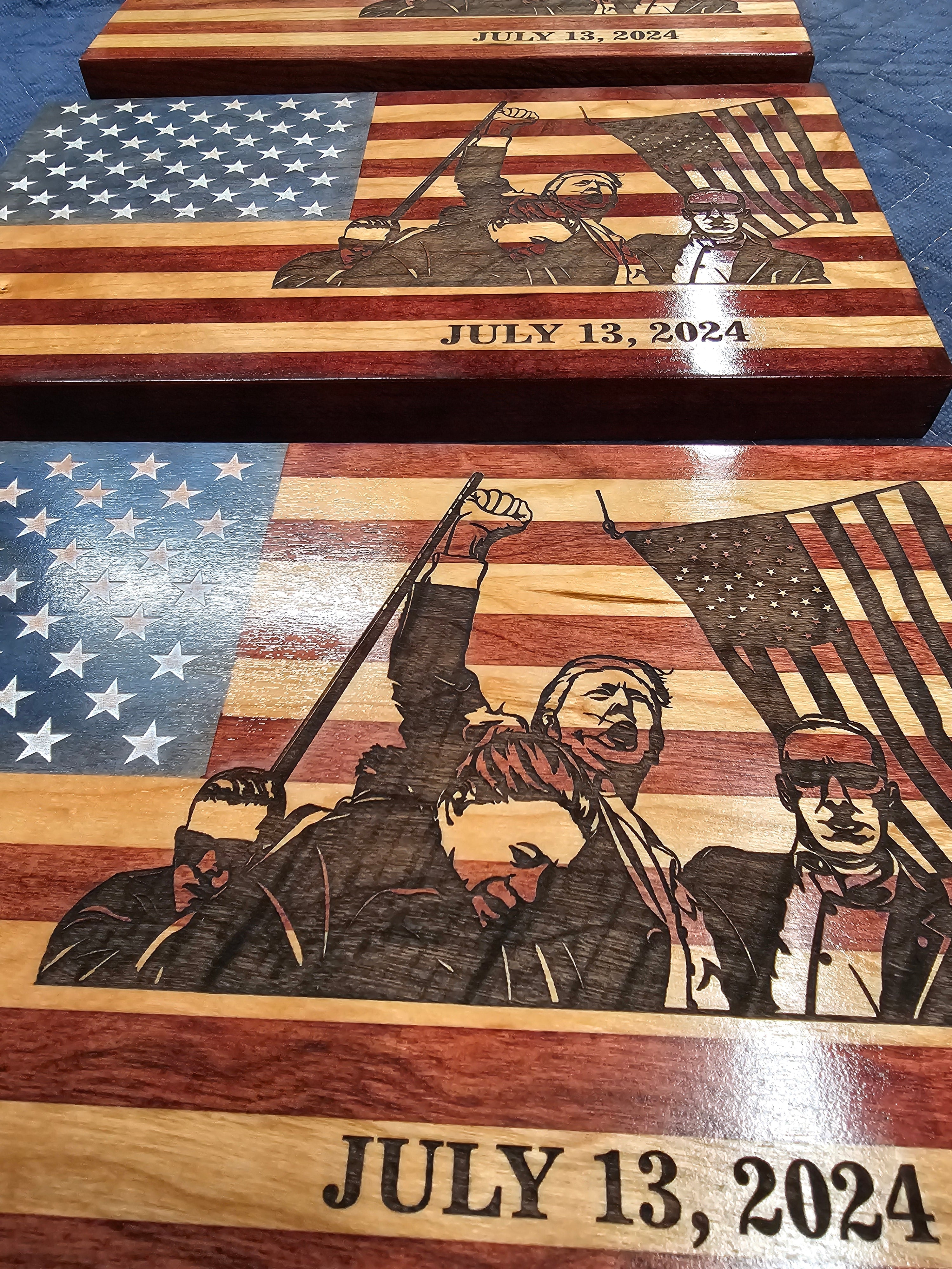 President's Patriots Handcrafted Wooden Desktop Flag – Made by U.S. Veterans