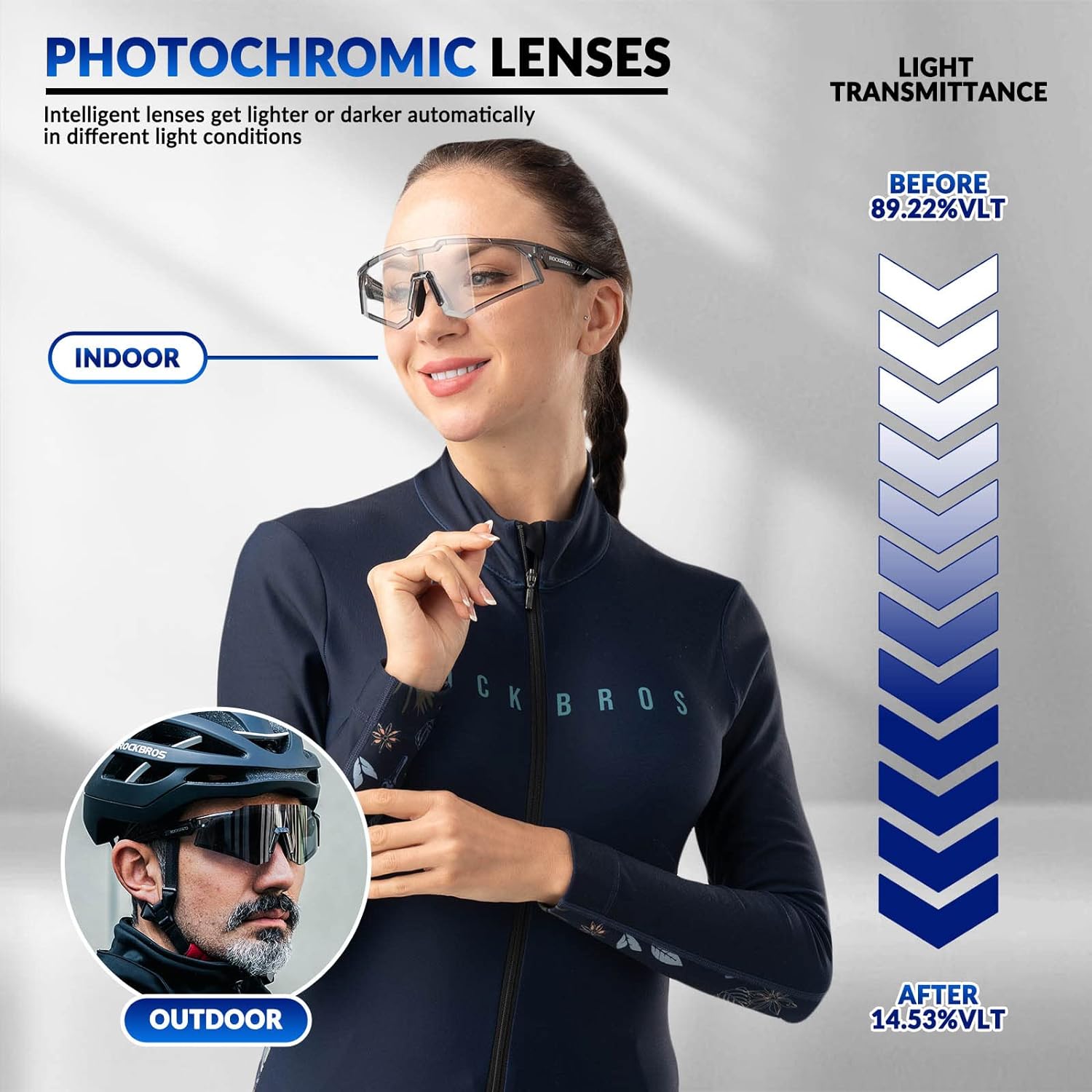 Half-Frame Photochromic Sports Sunglasses (UV400)