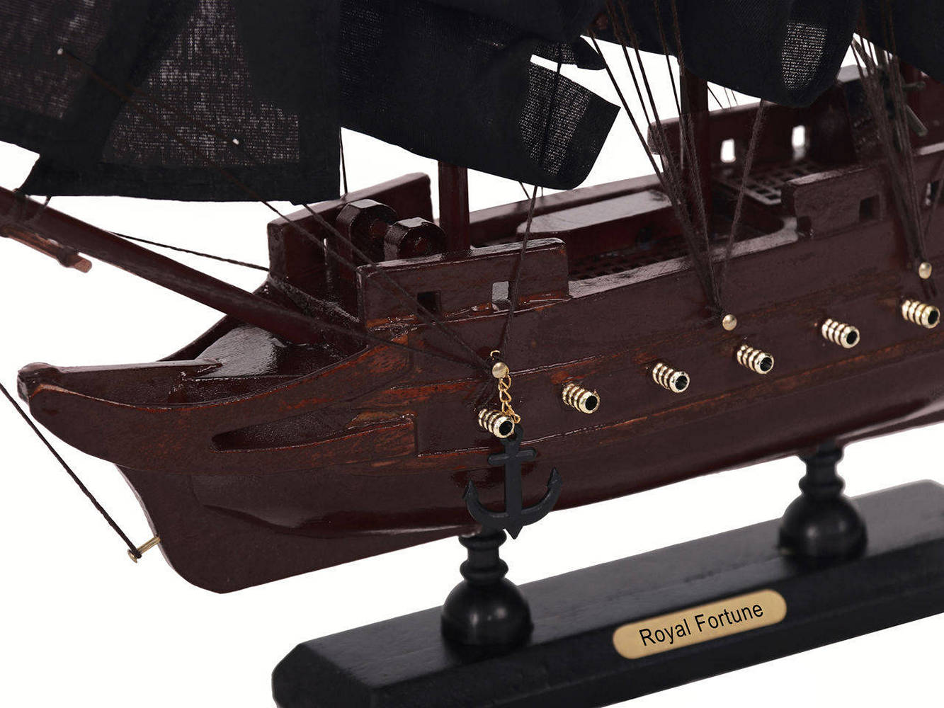Wooden Black Bart's Royal Fortune Black Sails Model Pirate Ship 12""