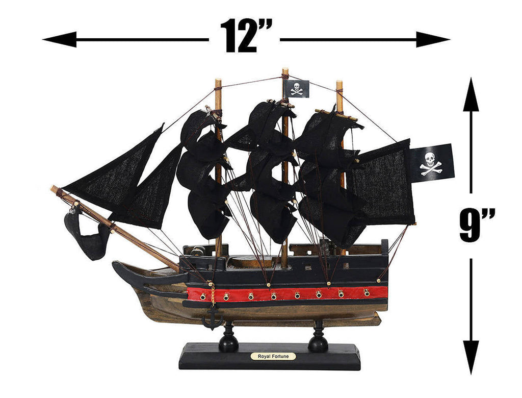 Wooden Black Bart's Royal Fortune Black Sails Limited Model Pirate Ship 12""