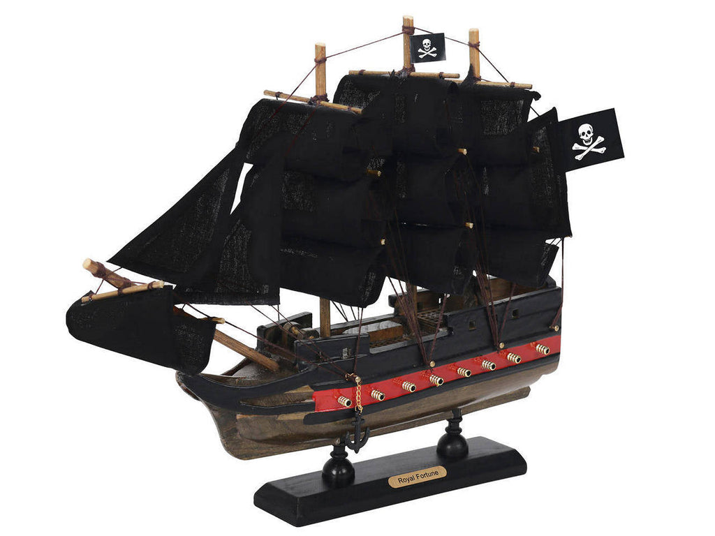 Wooden Black Bart's Royal Fortune Black Sails Limited Model Pirate Ship 12""