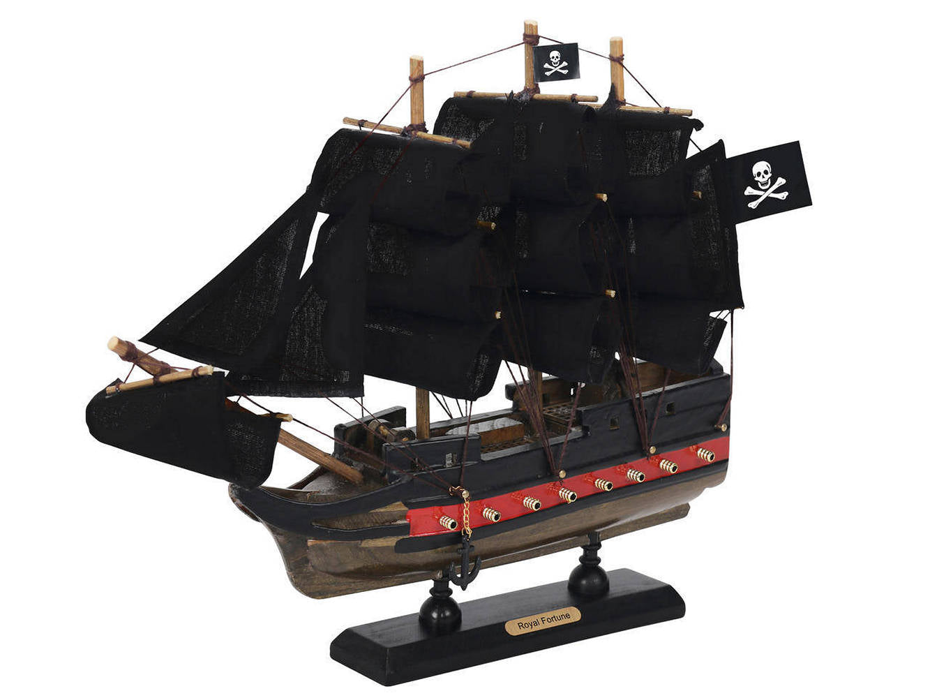 Wooden Black Bart's Royal Fortune Black Sails Limited Model Pirate Ship 12""