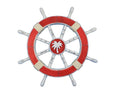 Rustic Red Decorative Ship Wheel with Palm Tree 18""