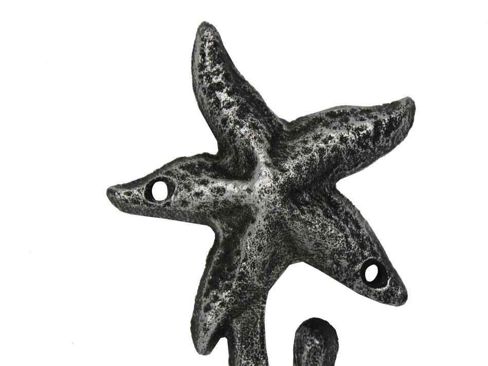Antique Silver Cast Iron Starfish Hook 4""