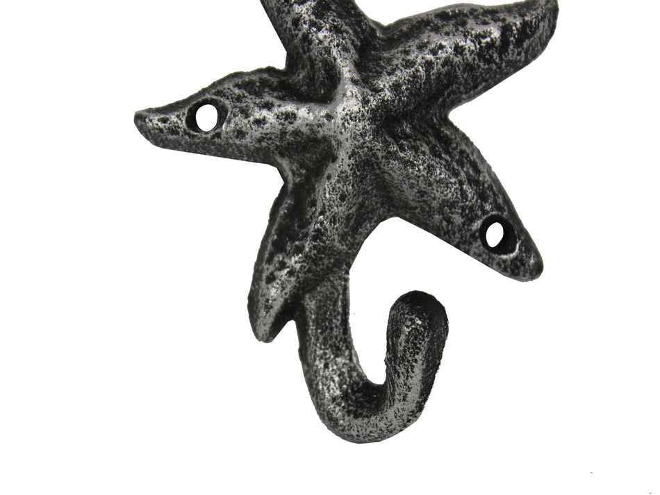 Antique Silver Cast Iron Starfish Hook 4""