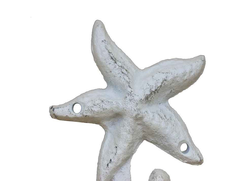 Whitewashed Cast Iron Starfish Hook 4""