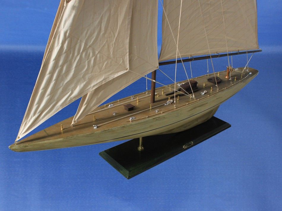 Wooden Rustic Intrepid Model Sailboat Decoration 60""
