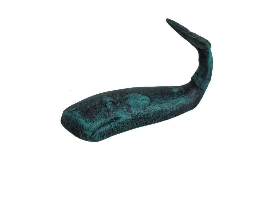 Seaworn Blue Cast Iron Whale Hook 6""